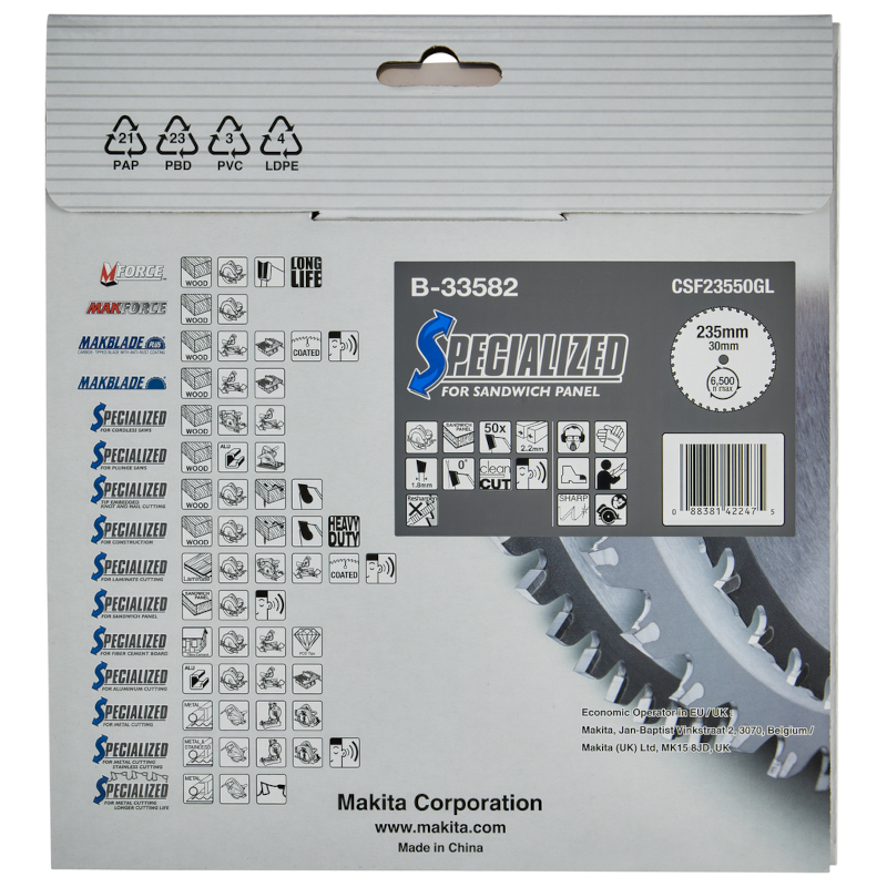 Makita - Set ručna kružna testera N5900B sa listom 235x30/50z za sečenje sendvič panela - N5900B + B-33582